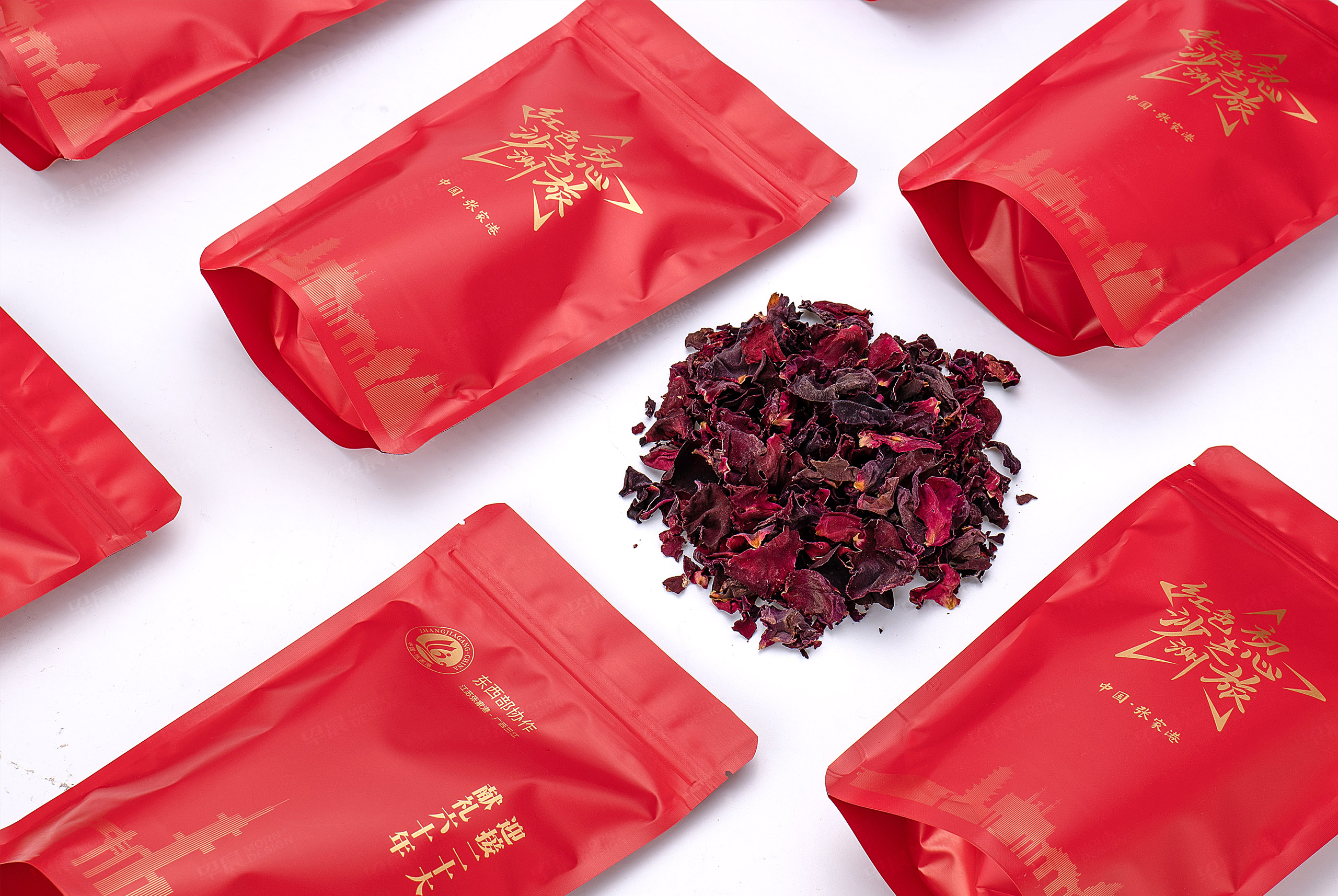 玫瑰花茶文創(chuàng)品牌包裝設(shè)計-紅色沙洲初心之旅-早晨設(shè)計包裝設(shè)計作品